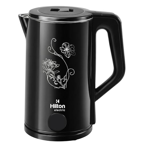 Image of Hilton Premium Black 2 Litre Electric Kettle | 1500-Watt with Stainless Steel Body, Cool Touch Handle, Auto Switch-off Mechanism for Boiling Water, Tea, Coffee & instant noodles
