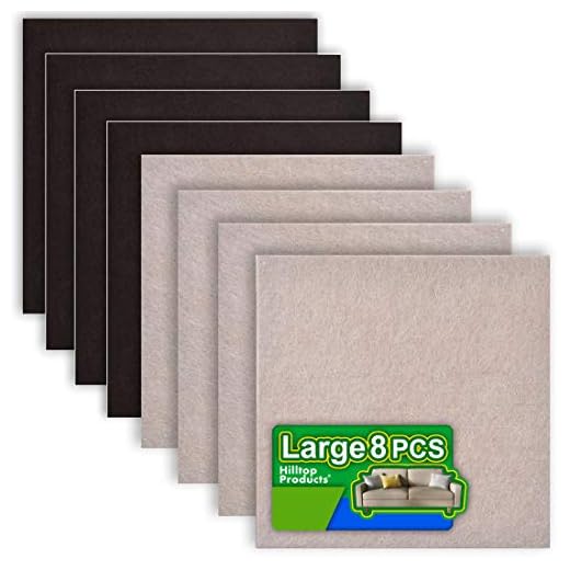 8 Pack - 2 Colors Self Adhesive Square Furniture Felt Pad Surface Protector for Hardwood, Tile, Laminated Floor - Cut into Any Shape - 8 Pack