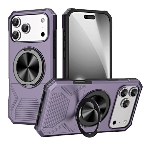 Coque iPhone 16 Plus silicone rigide magnétique avec anneau support violet foncé