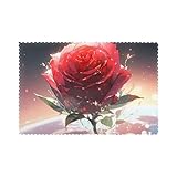 Fabriqués à partir de fibre de polyester de haute qualité (polyester), ces sets de table imprimés YYHWHJDE Lonely Rose on the Planet sont épais, robustes et résistants à l'usure, assurant durabilité et utilisation durable dans n'importe quel décor de salle à manger.