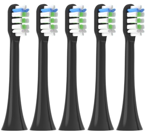 Juego de 5 cepillos de repuesto adecuados para Boombrush cabezales de recambio para cepillo de dientes Boombrush sónico, cabezal de cepillo de repuesto, negro