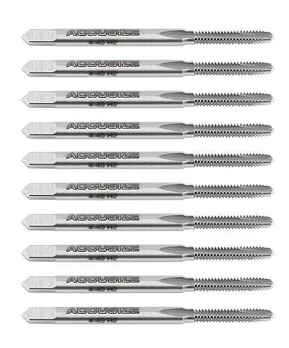 Accusize Industrial Tools 4-40Nc H.S.S. Spiral Point Taps, 2 Flutes, American Standard, Fully Ground, 10 Pcs/Set, Spt-4-40x10