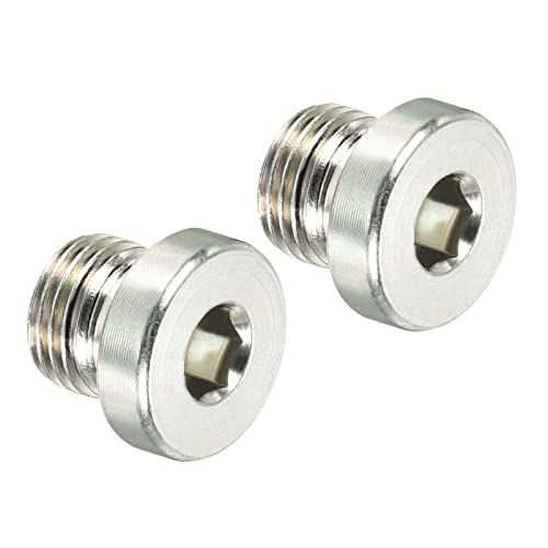 PATIKIL M10*1 Interne Hex Tête Tuyau Raccord Bouchon, 2 Paquet Mâle Fil 45# Acier Prise Bouchon avec Bague étanchéité pour Terminer Tuyau Terminaux