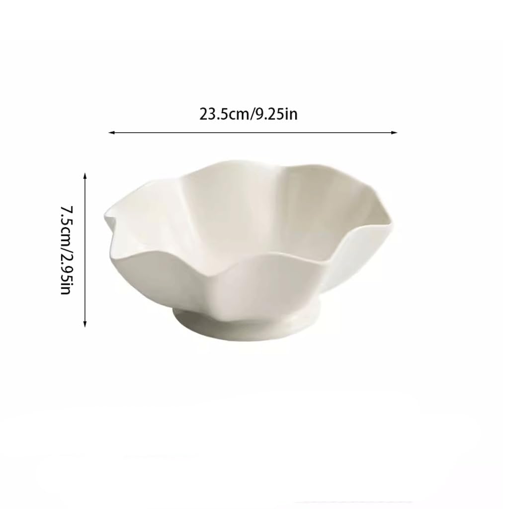 Miska do sałatek, miska na sałatkę z białej porcelany, miska w kształcie kwiatu, nowoczesna modna miska na owoce, miska deserowa, miska do zupy, miska na warzywa, talerz do kuchni