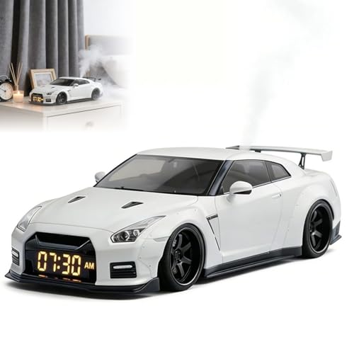 buusace Supercar - Reloj despertador con indicador LED y sonido, diseño de coche deportivo, ruido y vibración del motor real, efecto de vapor e iluminación, reloj digital como decoración para