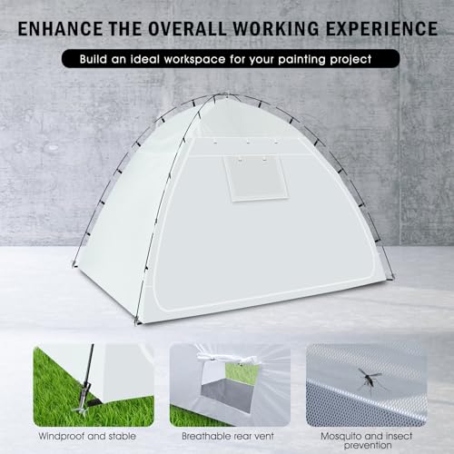 Image of Siebwin Upgrade Large 10(L) x6(W) x6.5(H) ft Spray Paint Tent with Air-Tight Premium Fabric Design & Windproof Hooks,Portable Paint Booth Tent for Furniture DIY Hobby Tool, Spray Paint Shelter,White