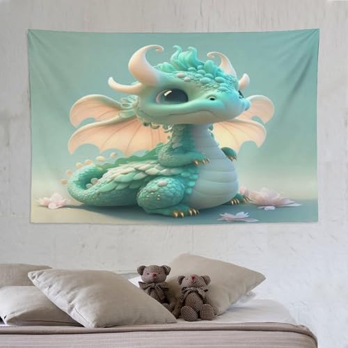 Tapisserie murale ptérosaure déco sans percer grand tissu PAZZK 150x230