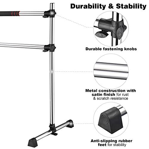 Aw 4 Ft Ballet Barre Double Bars Height Adjustable Ortable Stretch Bar For Dancing Fitness Kids Home Or Studio, Silver #TOP2
