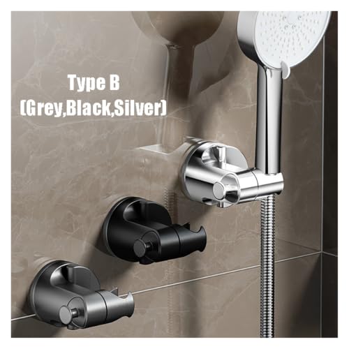 Soporte de cabezal de ducha ajustable negro autoadhesivo para pared de baño 3