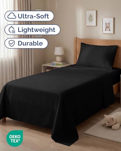 Twin Size 3 Piece Sheet Set - Comfy Breathable & Cooling Sheets - Hotel Luxury Bed Sheets for Women & Men - Deep Pockets, Easy-Fit, Extra Soft and Wrinkle Free Sheets - Black Oeko-Tex Bed Sheet Set — view 2