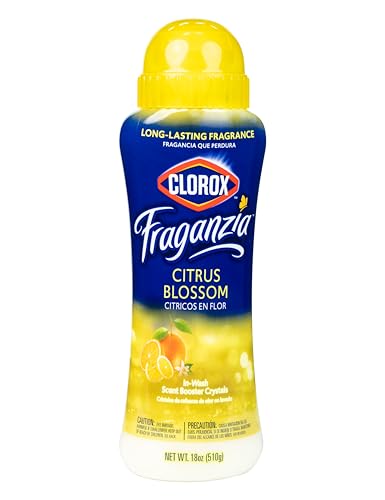 Image of Clorox Fraganzia Laundry Scent Booster Crystals, In-Wash Fragrance Beads for Fresh-Smelling Clothes & Linens, Safe for All Fabrics & Colors, Citrus Blossom Scent, 18 Oz, 2 Pack