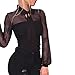 Produktbild Damen Jumpsuits FORH Frauen Sexy Bodysuit Bluse Bodycon Langarm Romper Overall Versuchung Nachtclub Kurze Transparente Bodysuit Oberteile Tops Mit Bowknot (Schwarz, XL)