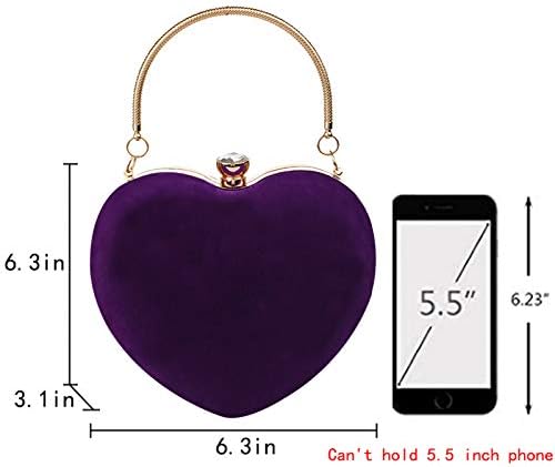 Miniatura 2 de Reberomantic Bolso de noche en forma de corazón Bolso de embrague de terciopelo Bolso de noche sólido