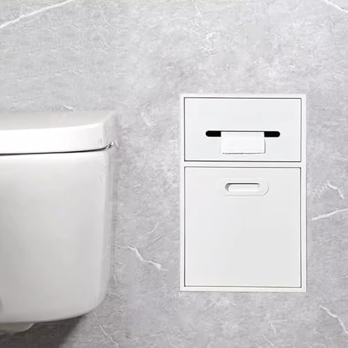 ステンレススチール製シャワー、壁掛けトイレットペーパーホルダー、スイングビンとゴミ箱付き棚付き、家庭用バスルームと寝室用(ホワイト-11.8x19.7x5.5)