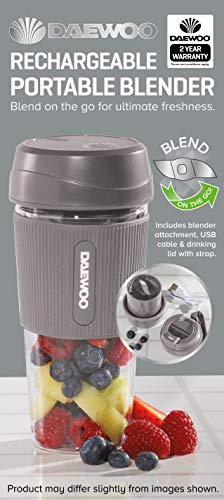 Daewoo-Portable-Rechargeable-Protein-Blender-with-300ml-Capacity-and-Drinking-Lid-Included1200mh-Built-in-Battery-Lasts-Up-to-6-10-Cycles-Perfect-for-Smoothies-Protein-shakes-and-Juices-On-The-go