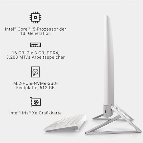 Dell Inspiron 7730 All In One 27 FHD Display, Intel Core i5-1334U, 16GB DDR4 RAM, 512GB SSD, Intel Iris Xe Graphics, Windows 11 Home - White Cover