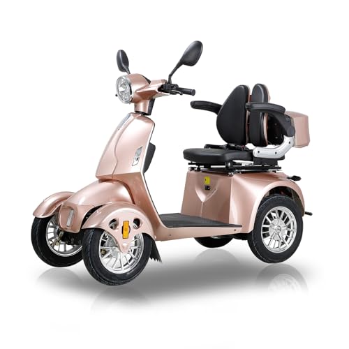 Heavy-Duty 4 Wheel Mobility Scooters for Seniors Adults 800W 3-Speed Travel Long Range Electric Battery Powered Scooter Medical Mobility Weight Capacity (3-Rose gold-21)