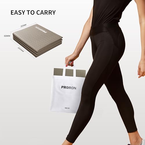 PROIRON Travel Yoga Mat Foldable 0.16", Foldable Exercise Mat Non Slip Yoga Matt for Women Gym Home, Pilates, Workout, Fitness, Stretching, Lightweight Small Packable Excercise Mat-Brown by PROIRON - Used condition - Image 2