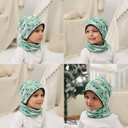 Gorro y bufanda para niños de algodón elástico para evitar resfriados en invierno 5
