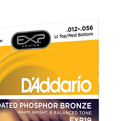 Image of D'Addario EXP19 Coated Phosphor Bronze Acoustic Guitar Strings, Light Top /Medium Bottom /Bluegrass, 12-56