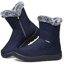 SHIBEVER Womens Snow Boots Winter Waterproof Fur Lined Anti-Slip Ankle Booties Outdoor Comfortable Warm Women Snow Boot