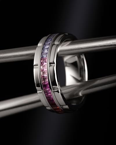 100S JEWELRY White Gold Tungsten Rings For Men Rainbow Moissanite Wedding Promise Band Size 6-164