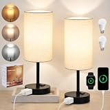 ZJOJO Table Lamp Set of 2, 13.8' Bedside Small Lamp for Bedroom Nightstand