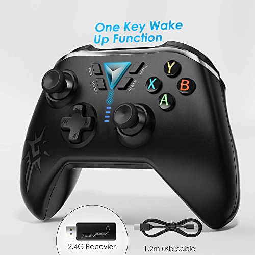 Image of TCOS TECH Wireless Controller Compatible with Desktop /Laptop / PS3 / PC Windows 7 /8 /10 /11 Wireless Gamepad Remote Controller with 2.4GHZ Wireless USB Receiver Adapter & Type C USB Cable - Black