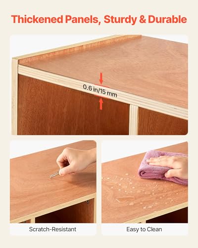 Image of VEVOR 3-Section Coat Locker, Kids Lockers with 6 Hooks & Non-Slip Mat, Classroom Cubbies for Daycare, Home, Kindergarten- Natural