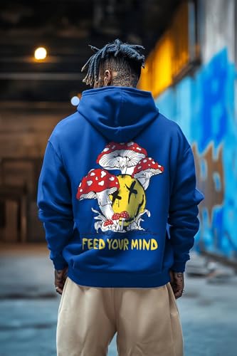 Image of Veirdo Cotton Fleece Regular Fit Full Sleeve Hooded Sweatshirt Front and Back Graphic Printed Jumper Hoodie for Men