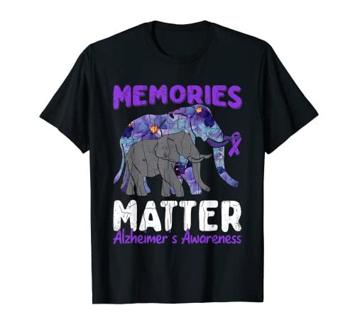 Memories Matter Alzheimer's Concientización Gráfico de cinta púrpura Camiseta
