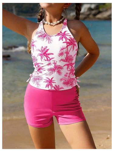 Image of Girl's 2 Piece Tankini Set Tropical Print Bathing Suits Hawaiian Swimsuits with Shorts Beachwear Tankini