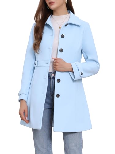 Image of Allegra K Women's Winter Classic Overcoat with Pockets Single Breasted Coat | Soft pea coat, Fully lined outerwear, Trendy, Fall office peacoat, Warm casual holiday everyday wear,