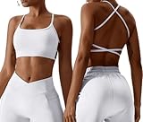 Sumvov Sport BH Rückenfrei Damen Gepolstert Cross Back,Ohne Bügel Gym Tops Sports Bra,Spaghettiträger Rücken Verkreuzt Push Up BH Für Yoga Fitness
