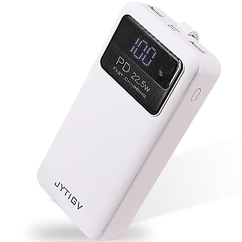 JYTIGV Portable Charger,20000mAh USB C in & Out Power Bank,22.5W PD Fast Charging Built-in LED Display and Flashlights Battery Pack Compatible with iPhone iPad Samsung LG Android Cellphone (White)