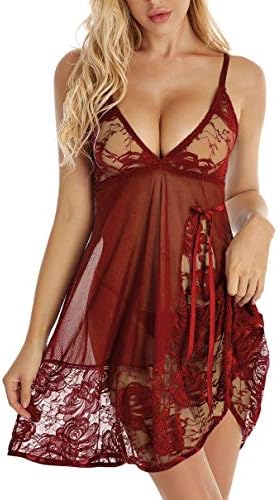 Lingerie for Women Babydoll Lace Nightgown Mesh Bridal Wedding Sleepwear