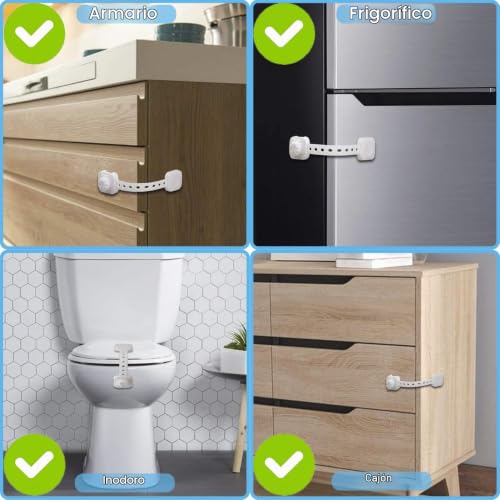 Miniatura 6 de Cerraduras De Seguridad Puertas Para Niños,5 Unidades Bloqueo Cierre Seguridad Cajones Bebe Protector Cierres Para Armarios, Cajones, Wc, Cocinas, Puertas, Ventanas, Neveras Blanco