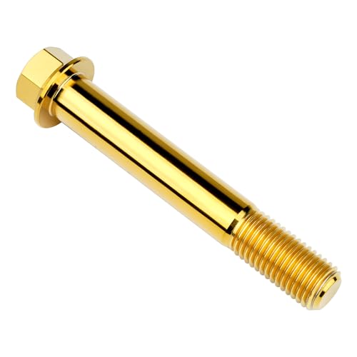 Image of Titanium Bolt M12 30 35 40 45 50 55 60 65 70 75 80 85 90mm Hex Small Flange Head for Motorcycle Car Modification Pack of 4 (M12x80mm Pitch 1.5, Gold)