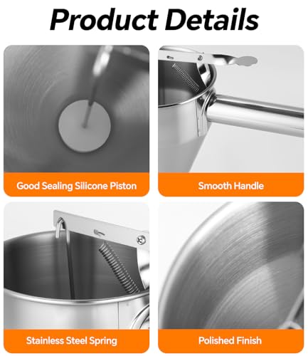 Imbuto Cucina, 600ml Imbuto per Pasticceria da Cucina in Acciaio Inox, Dosatore per Impasti con Supporto e 4 beccucci in silicone per Torte, Frittelle, Dessert, Waffle, Muffin - immagine 4