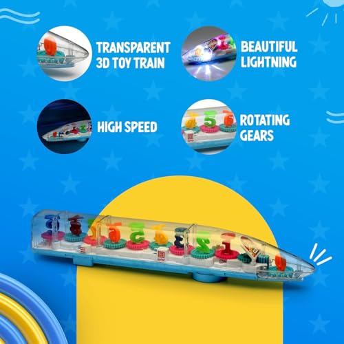Image of Battery Operated 3D Dynamic Flash Speed Train Toy with Musical Sound for Kids /Babies /Girls /Boys /Toddlers | White & Blue Color | Musical Bande Bharat Bullet Train for 2+ Kids