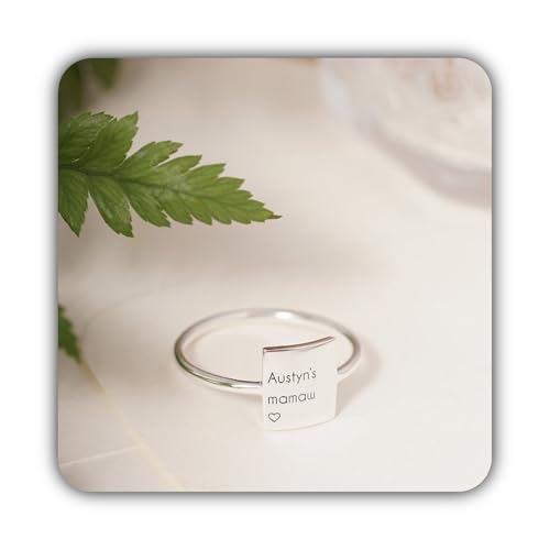 Bague personnalisée en argent sterling 925 massif poli au design épuré