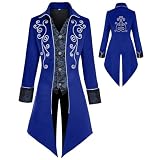 KDAFJLKD Medieval Clothing Men's Costumes Steampunk Jacket, Victorian Gothic Tailcoat, Halloween Pirate Vampire Costumes (Blue, X-Large)