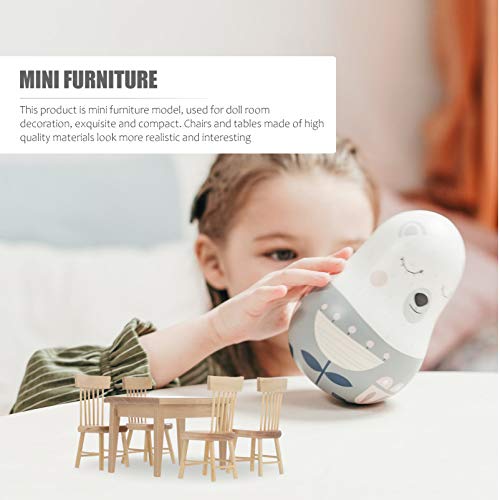 Dollhouse Mesa de Madeira Cadeiras Miniatura: Mini Mesa E Cadeiras Conjunto de Mesa de Mesa Modelo P