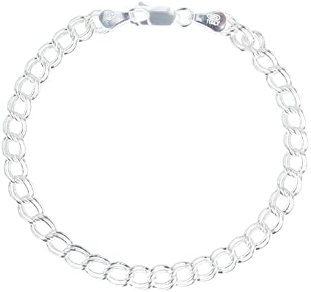 PORI JEWELERS 925 Sterling Silver Italian Charm Link Chain Bracelet for Men and Women - Size 8