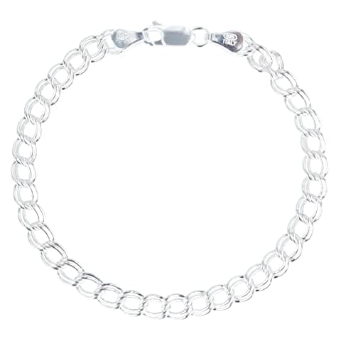 PORI JEWELERS 925 Sterling Silver Italian Charm Link Chain Bracelet for Men and Women - Size 8 Cover