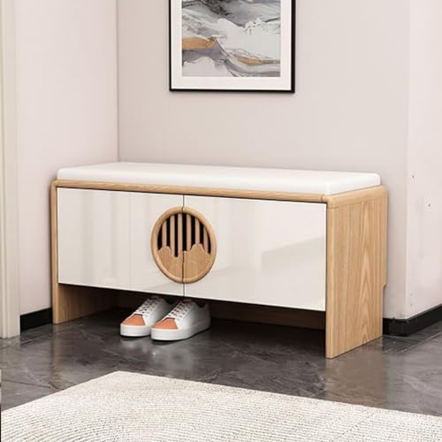 Banco de entrada con zapatero y asiento acolchado ideal para el pasillo