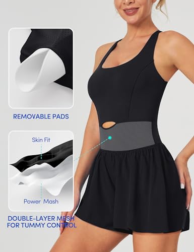 IUGA Athletic Romper Tummy Control Padded Workout Romper with Shorts Running Onesie Jumpsuits Summer Outfits Set Gym Clothes2