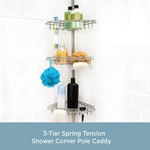 Kenney 3-Tier Tension Pole Shower Caddy With Stainless Steel Baskets #TOP1