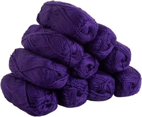 Image of ProKart Premium Woolen 4 ply Hand Knitting Wool Yarn | Fine Weight Knitted and Crocheted Soft Yarn for Sweater, Scarf, Hat, Baby Clothes, Baby Sports, Purse, Gift Bags & DIY Craft Accessories Projects (1 Ball /100 Gram Each) (Dark Purple, 100gms x 2 Pack)