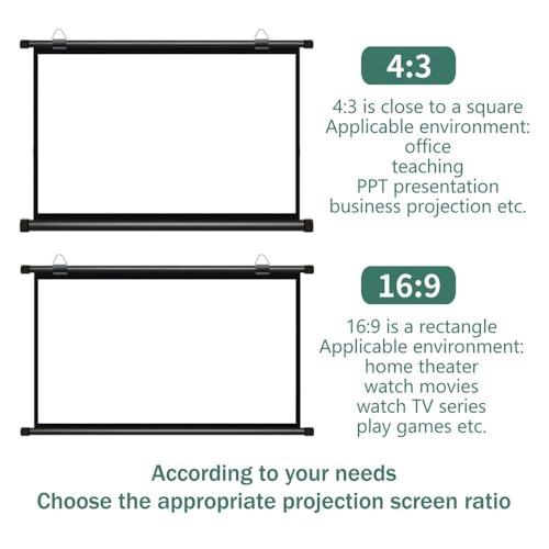 Pantalla de proyector 72 in 4:3 manual para techo miniatura 3